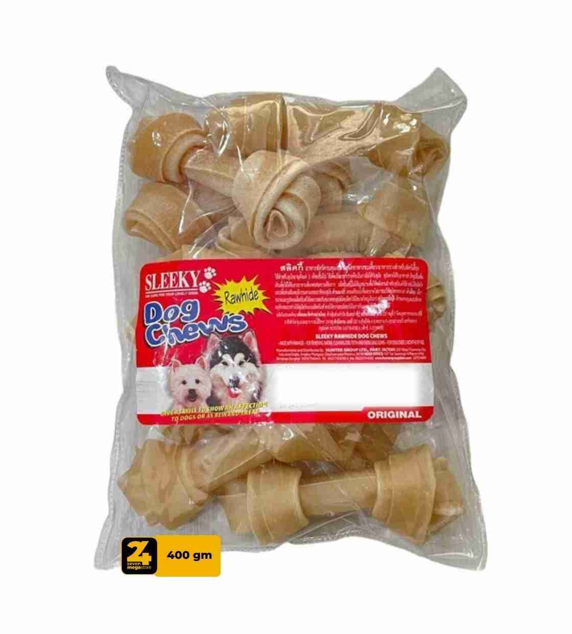 Sleeky Rawhide Bones, Dog Chews, 10 pcs