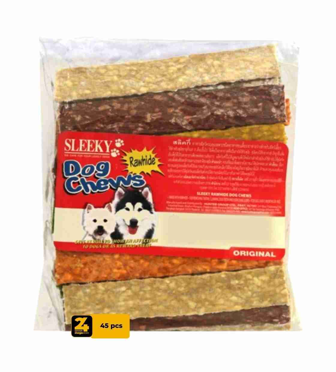 Sleeky Rawhide Colored Sticks Dog Treats, 45 pcs