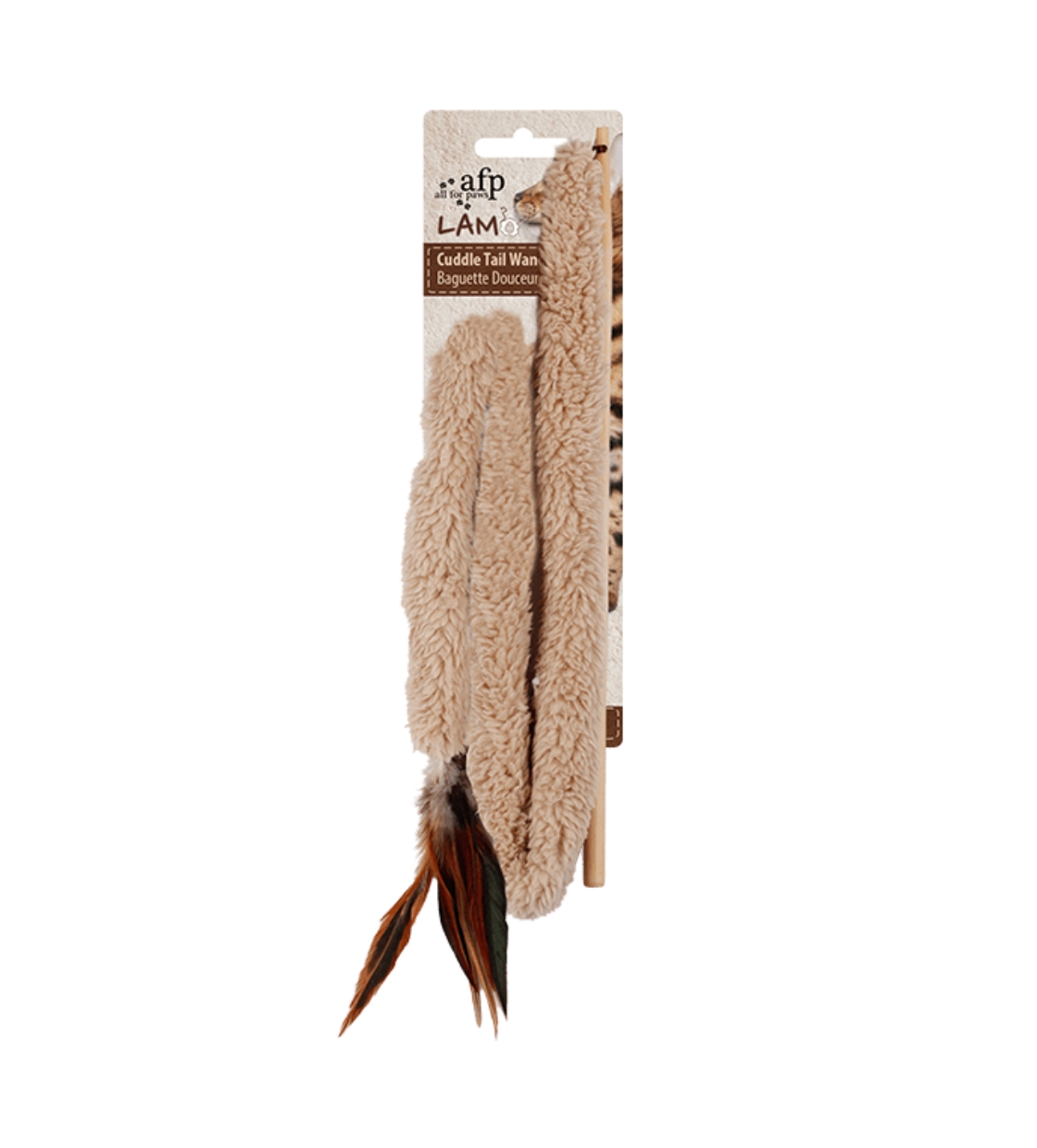 All For Paws Cuddle Tail Wand Tan Cat Toy