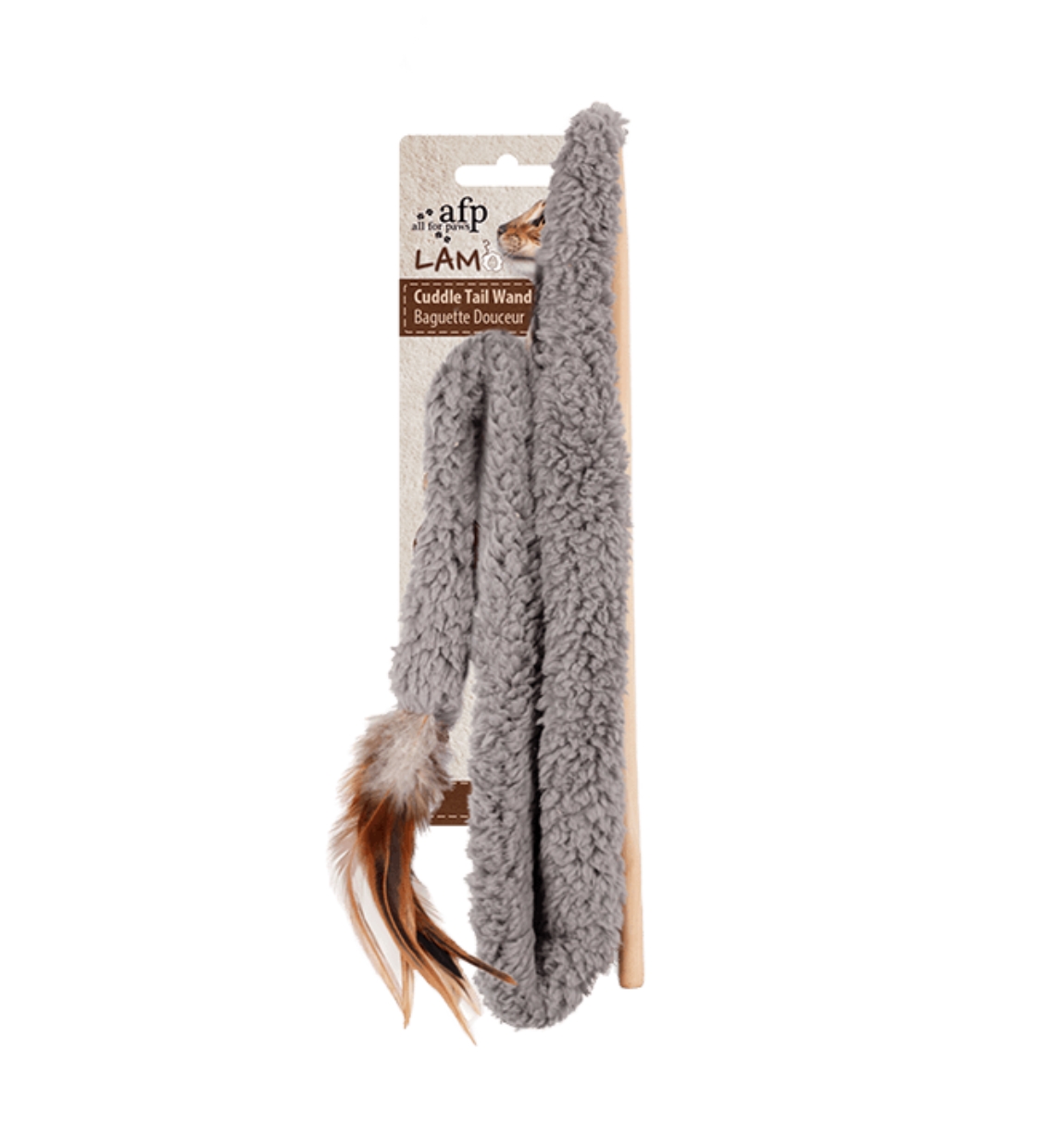 All For Paws Cuddle Tail Wand Grey Cat Toy