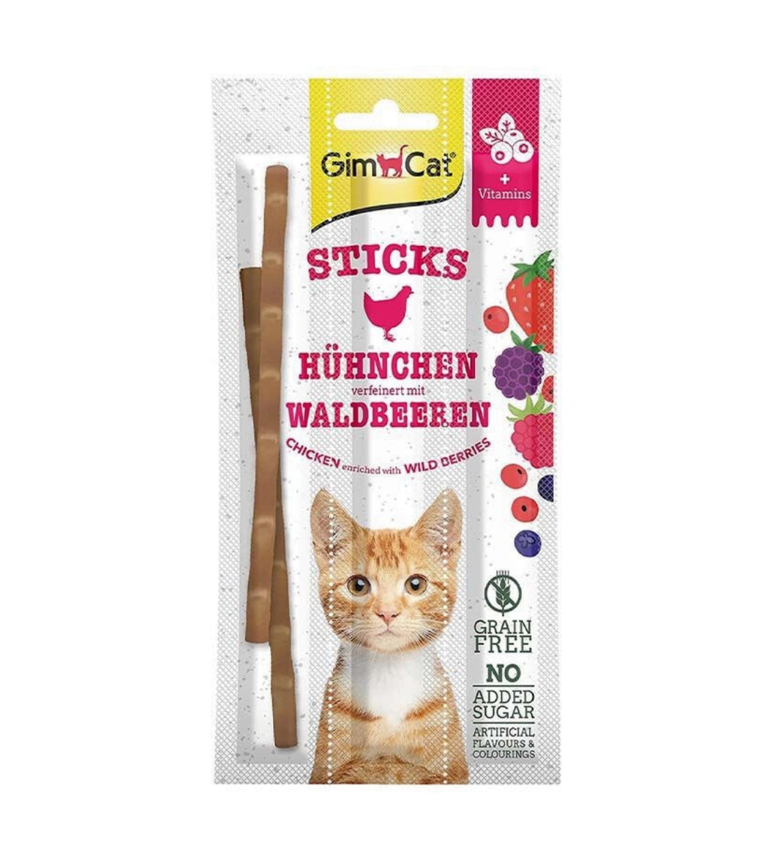 GimCat Chicken and Wild Berries Sticks Cat Treats 5 gm x 3 pcs