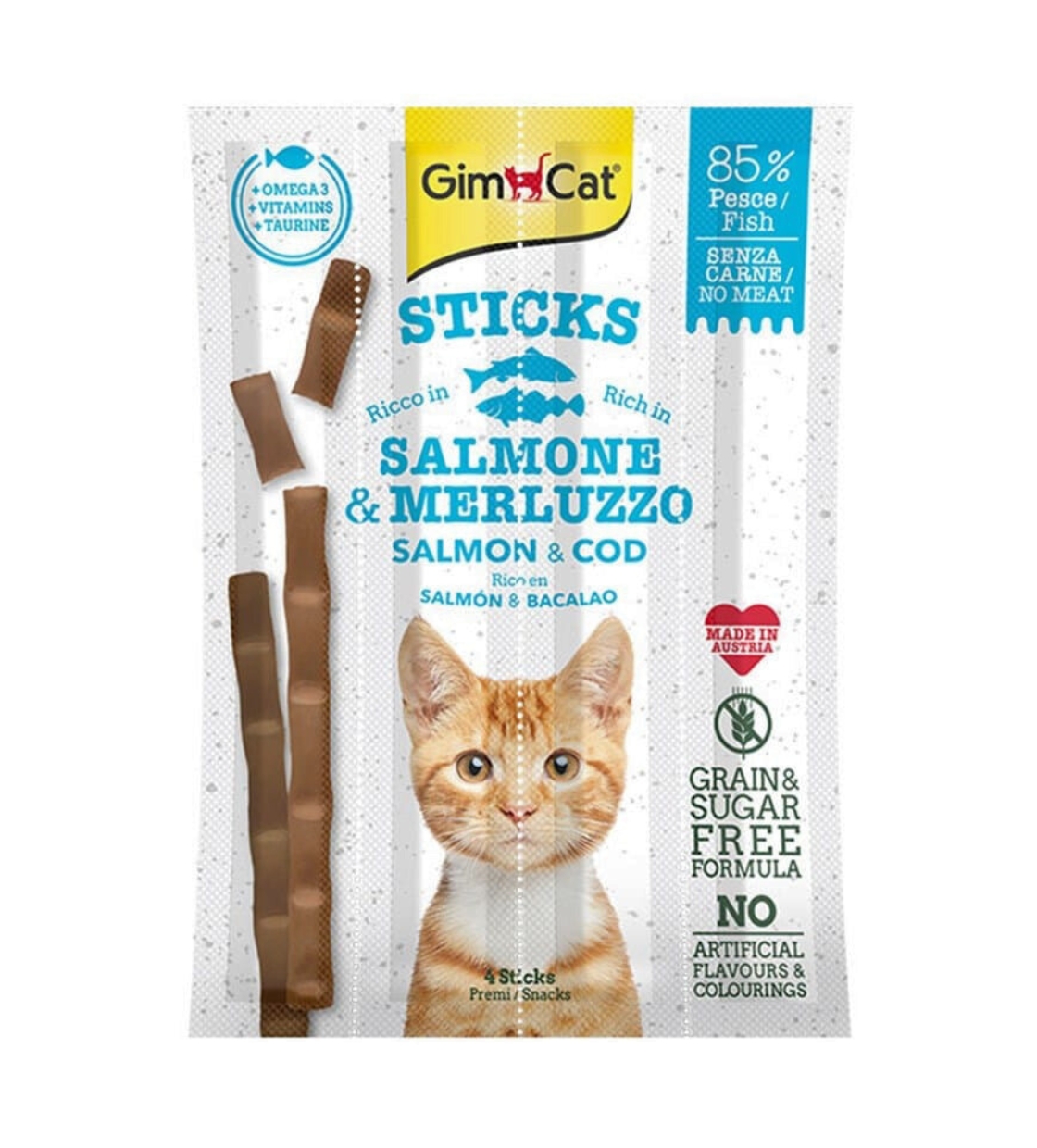 GimCat Salmon & COD Sticks Cat Treats 5 gm x 4 pcs