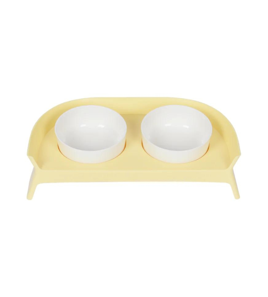 Pakeway Happy Eating Double Pet Bowl White and Yellow