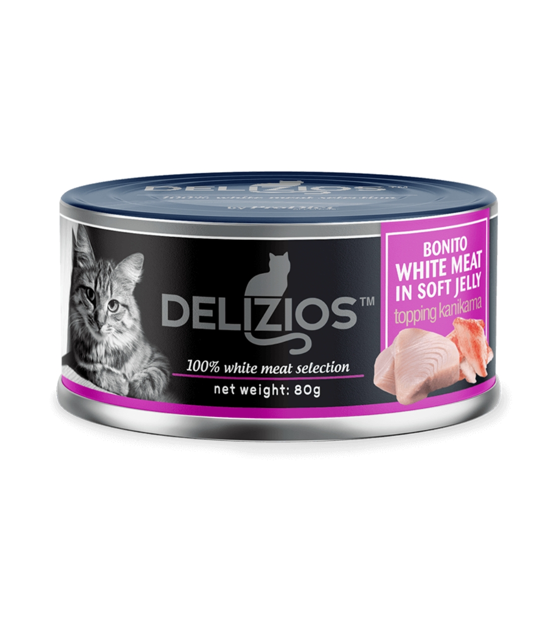Delizios Bonito White Meat and Kanikama in Jelly, Cat Wet Food, 80 gm