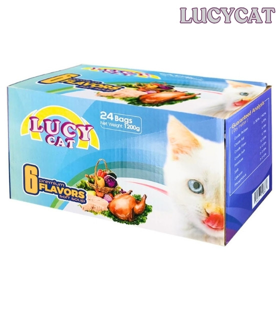 Lucy Cat 6 Flavors Cat Wet Food 24 pcs x  50 gm