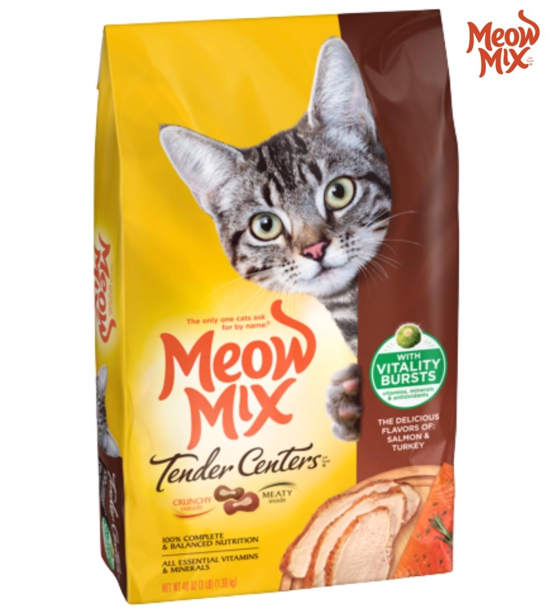 Meow Mix Tender Centers Vitality Bursts Salmon & Turkey Cat Dry Food 1.36 Kg