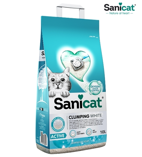 Sanicat  White Active Marseille Soap Clumping Cat Litter 10 L