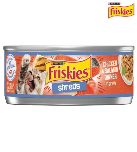 Friskies Chicken and Salmon Dinner Shreds In Gravy Cat Wet Food 156 gm
