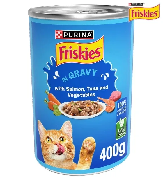 Friskies Salmon, Tuna and Vegetables in Gravy Cat Wet Food 400 gm