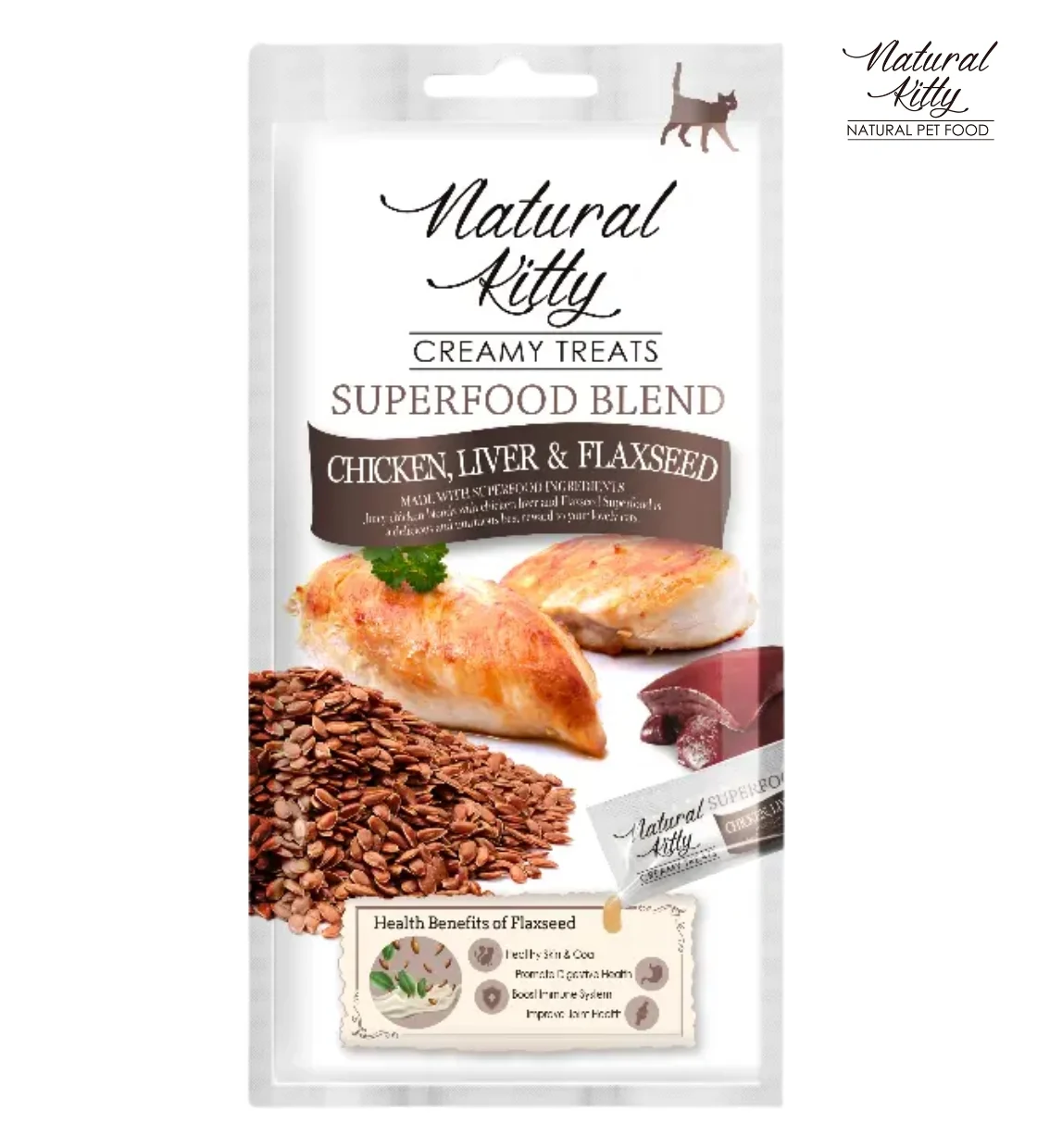 Natural Kitty Chicken Liver & Flaxseed Creamy Cat Treats 48 gm