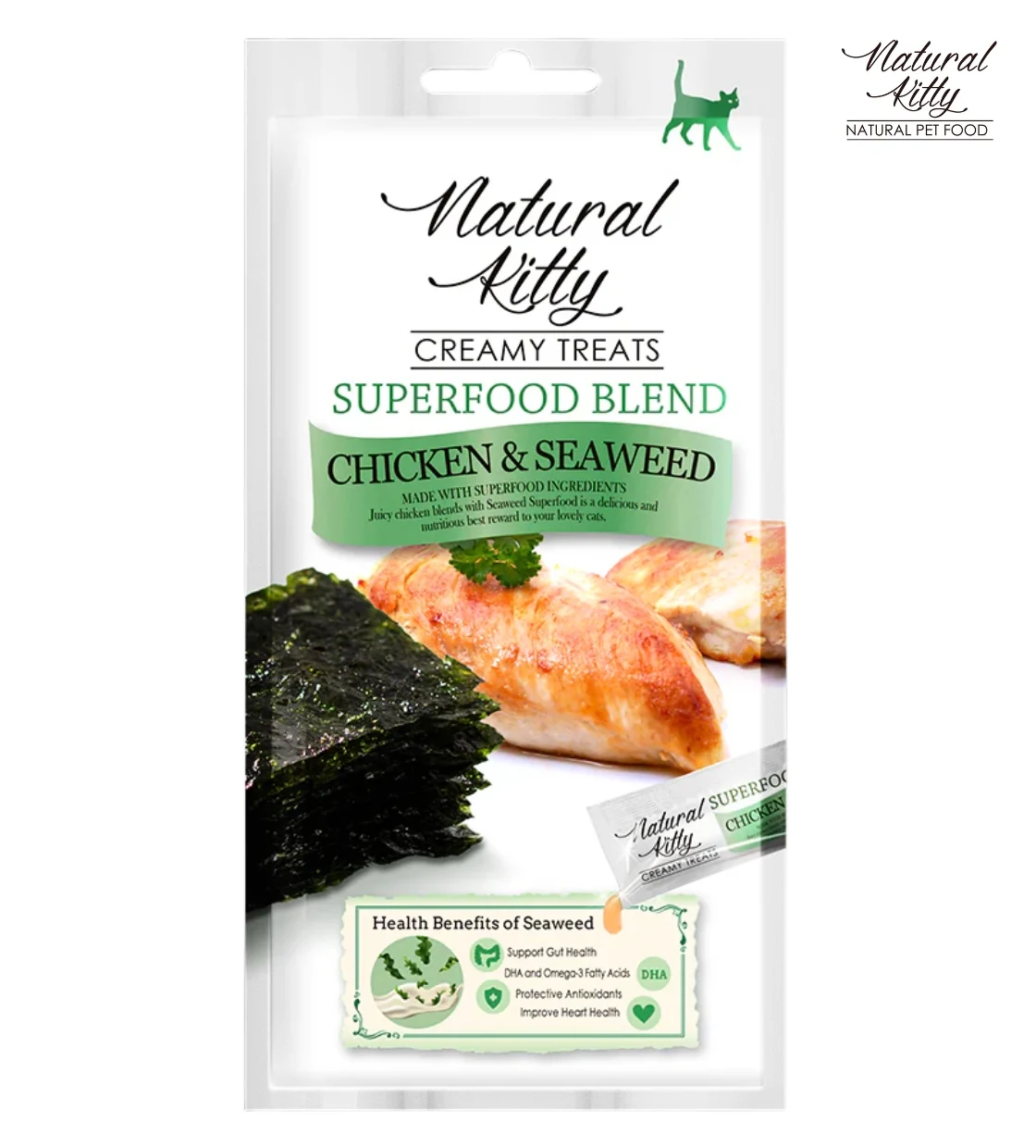 Natural Kitty Chicken & Seaweed Creamy Cat Treats 48 gm