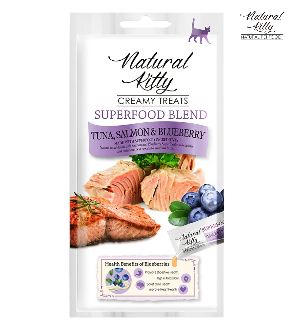 Natural Kitty Tuna, Salmon & Blueberry Creamy Cat Treats 48 gm
