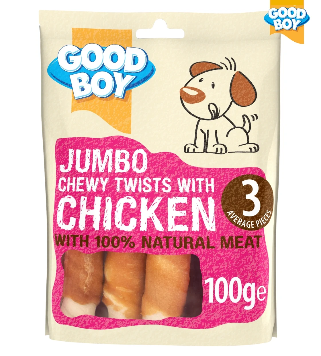 Good Boy Chicken Jumbo Chewy Twists Dog Treats 100 gm