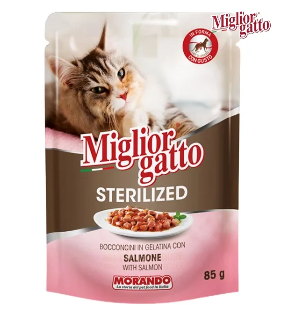 Miglior Gatto Salmon Chunks Sterilized Cat Wet Food 85 gm
