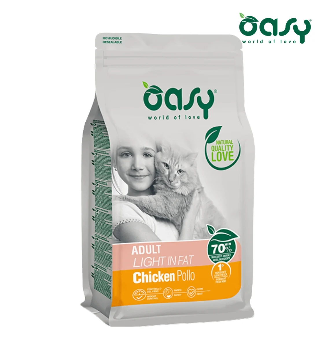 Oasy Chicken Light in Fat Cat Dry Food 1.5 kg