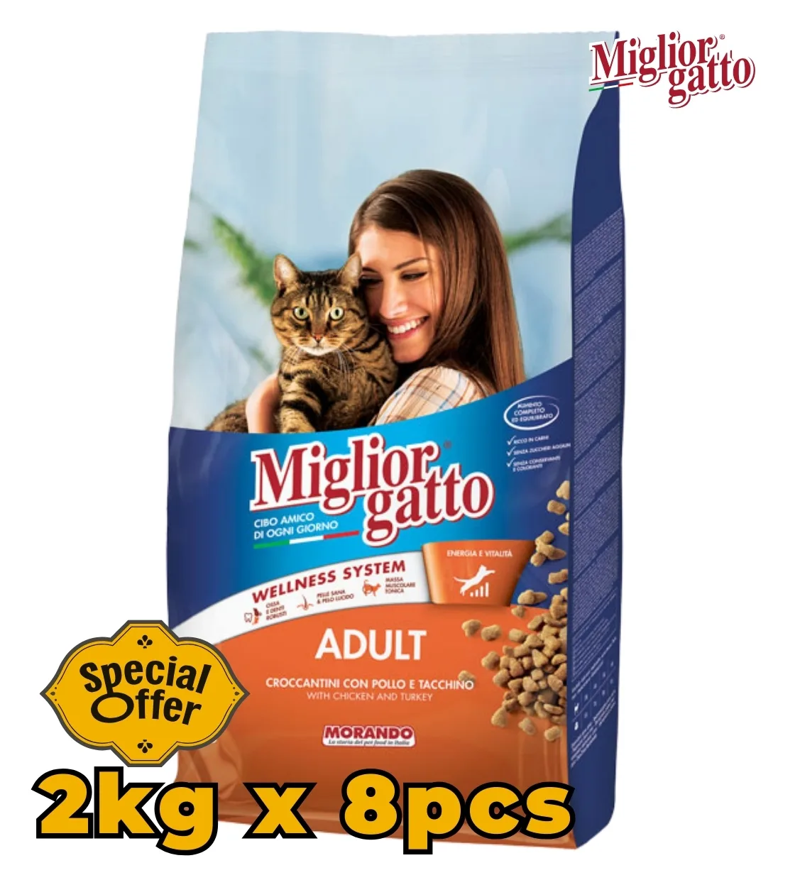 Miglior Gatto Chicken and Turkey Cat Dry Food 2 kg x 8 pcs