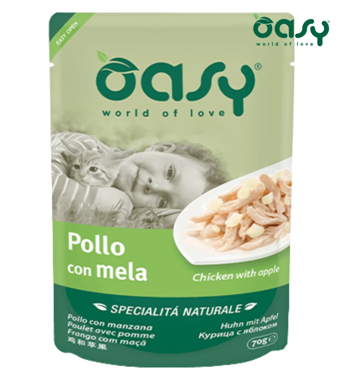 Oasy Natural Chicken with Apple in Soft Jelly Cat Wet Food 70 gm
