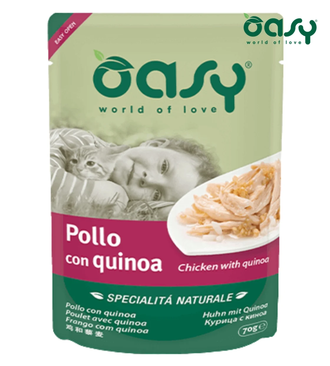 Oasy Natural Chicken with Quinoa in Soft Jelly Cat Wet Food 70 gm