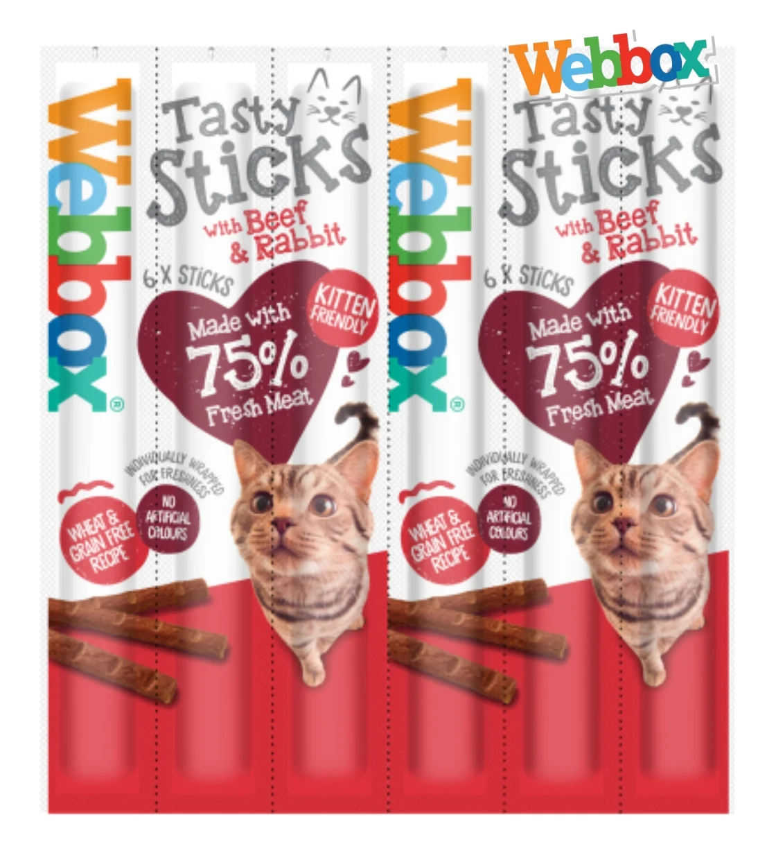 Webbox Beef and Rabbit Tasty Sticks Cat Treats 5 gm x 6 pcs