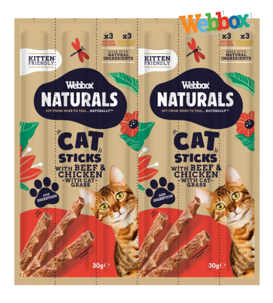Webbox Natural Beef and Chicken with Grass Sticks Cat Treats 5 gm x 6 pcs
