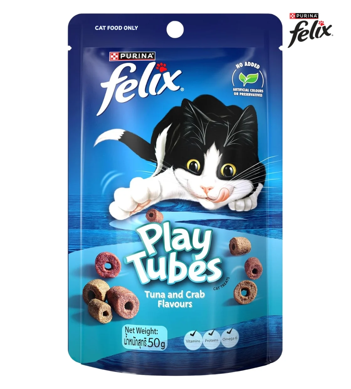 Felix Play Tubes Tuna and Crab Flavours Cat Treats 50 gm