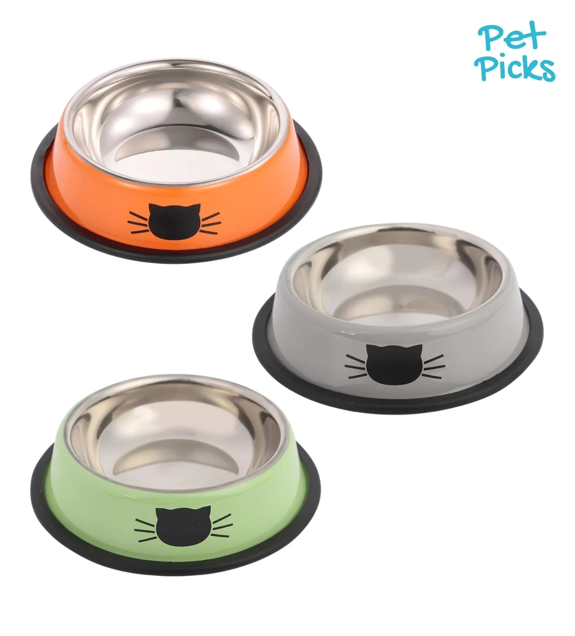 Pet Picks Colorful Stainless Steel Pet Bowl