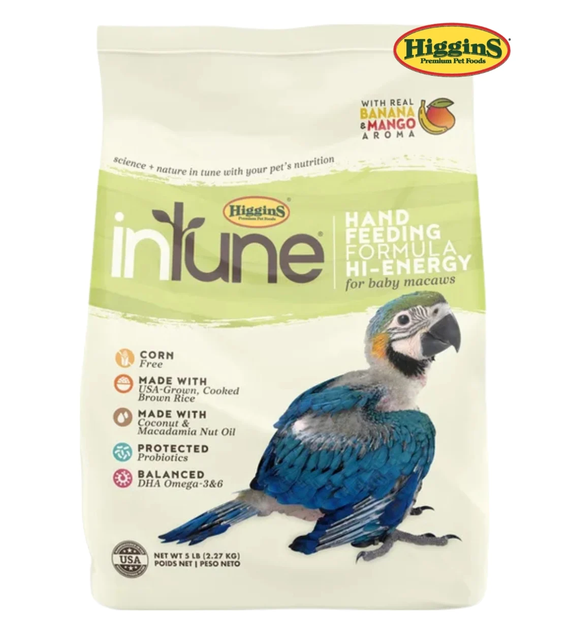 Higgins InTune Hi-Energy Handfeed For Macaws 2.27 kg