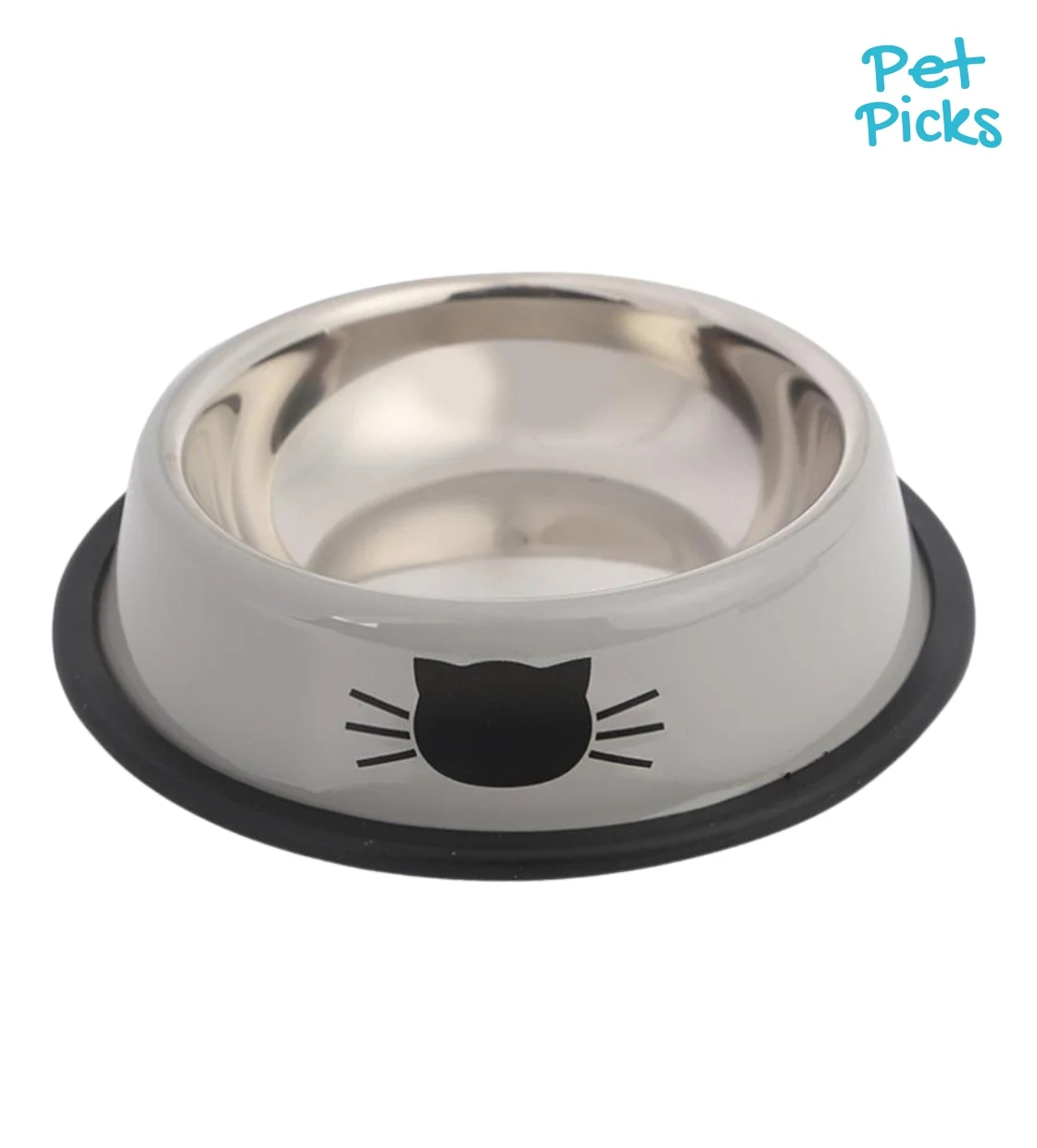 Pet Picks Stainless Steel Pet Bowl Grey 15 x 4 cm
