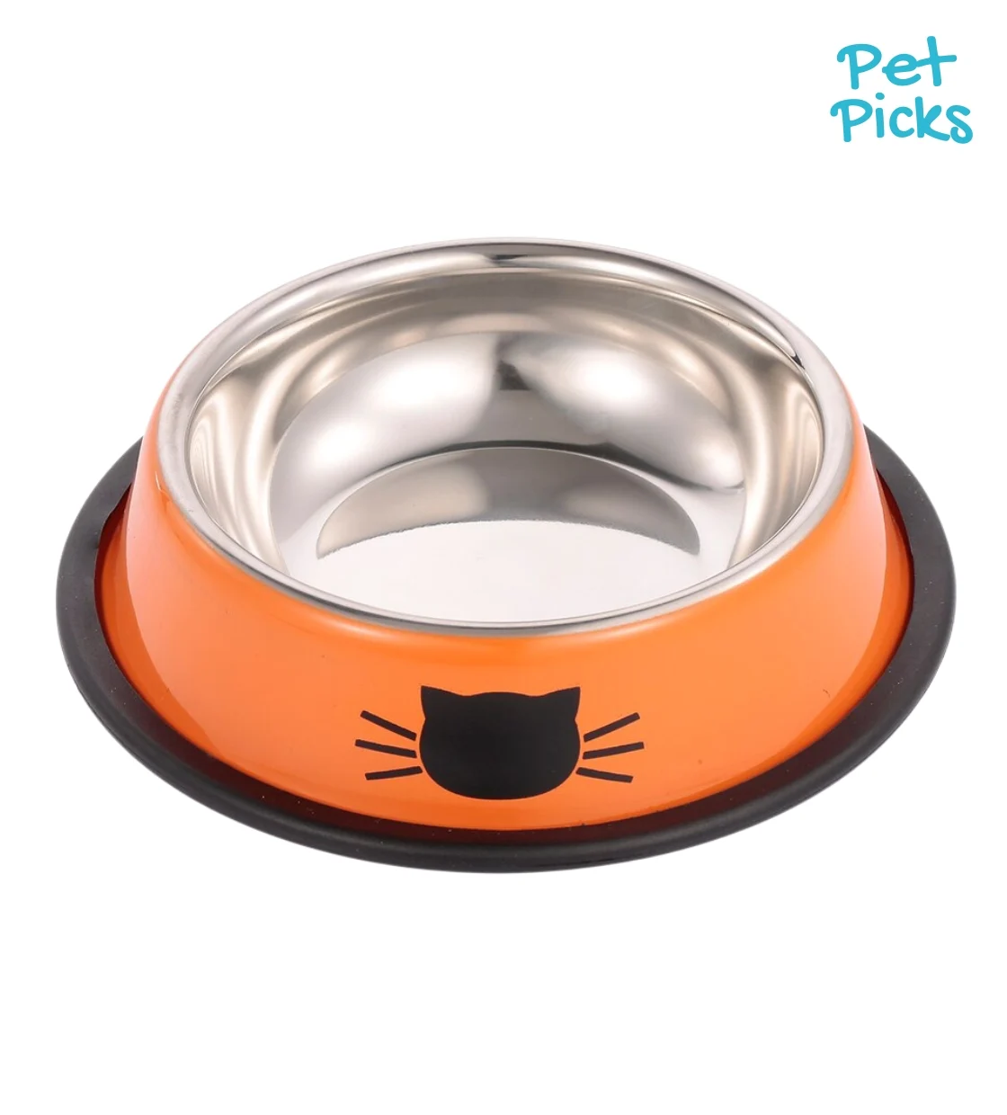 Pet Picks Stainless Steel Pet Bowl Orange 15 x 4 cm