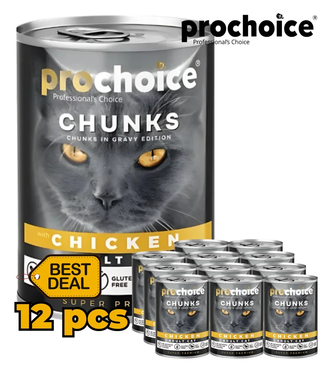 Prochoice Chicken Chunks Cat Wet Food 400gm x 12pcs