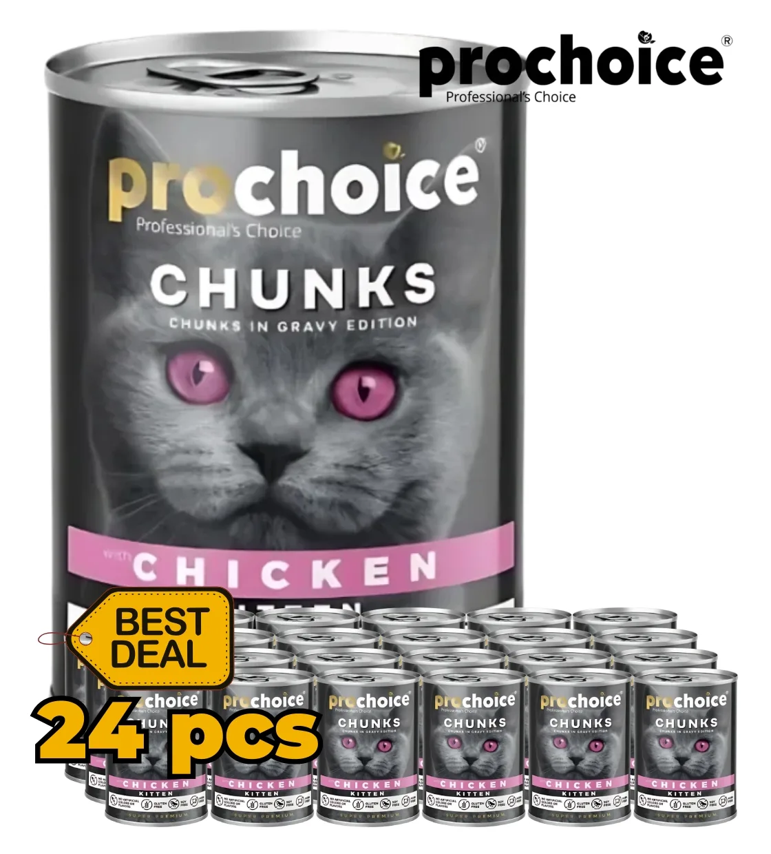 Prochoice Chicken Chunks Kitten Wet Food 400 gm x 24 pcs