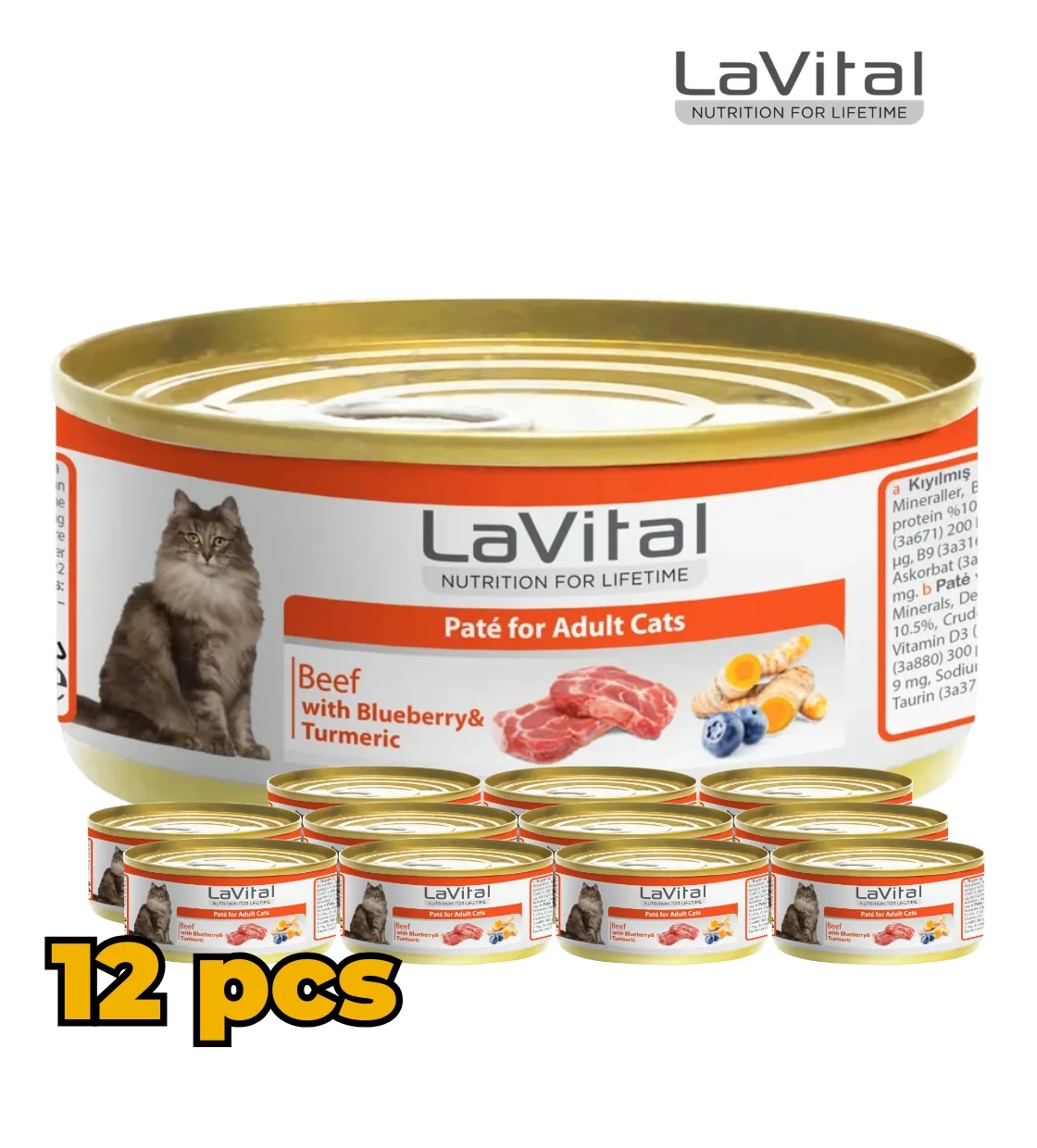 Lavital Beef, Blueberry & Turmeric Cat Wet Food 85gm x 12pcs
