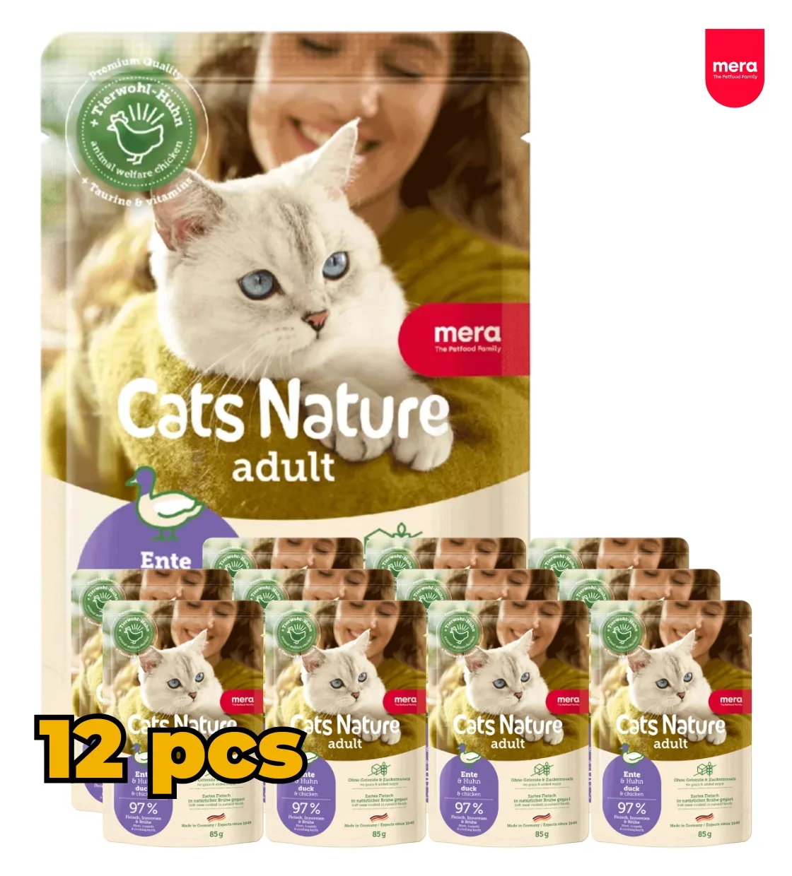 Mera Cats Nature Duck and Chicken Cat Wet Food 85gm x 12pcs