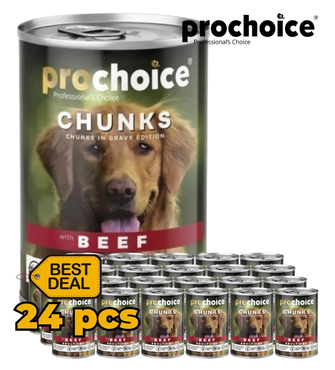 Prochoice Beef Chunks Dog Wet Food 400gm x 24pcs