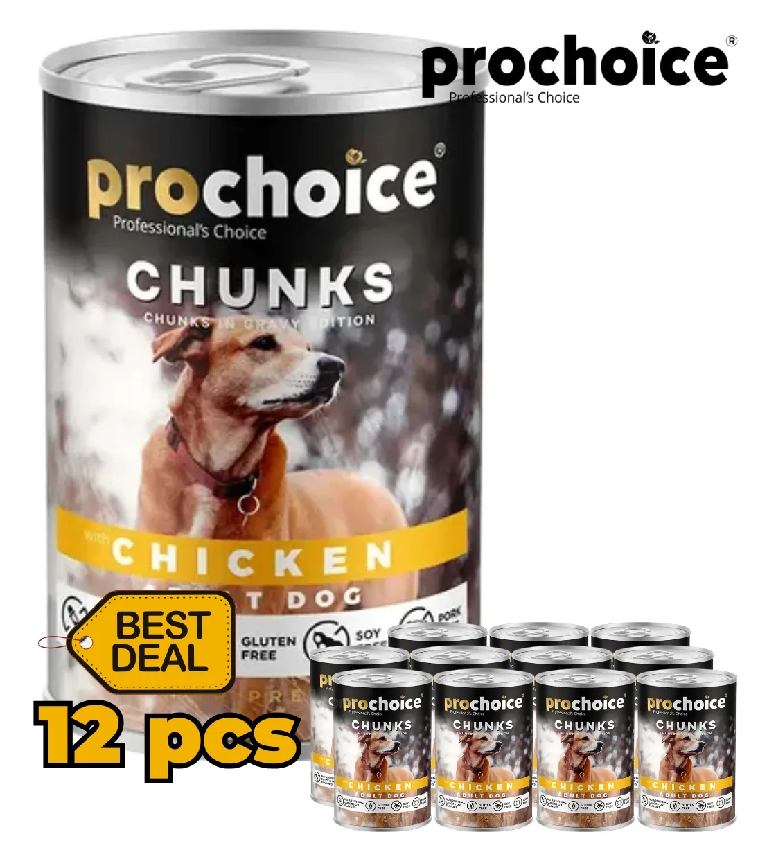 Prochoice Chicken Chunks Dog Wet Food 400gm x 12pcs