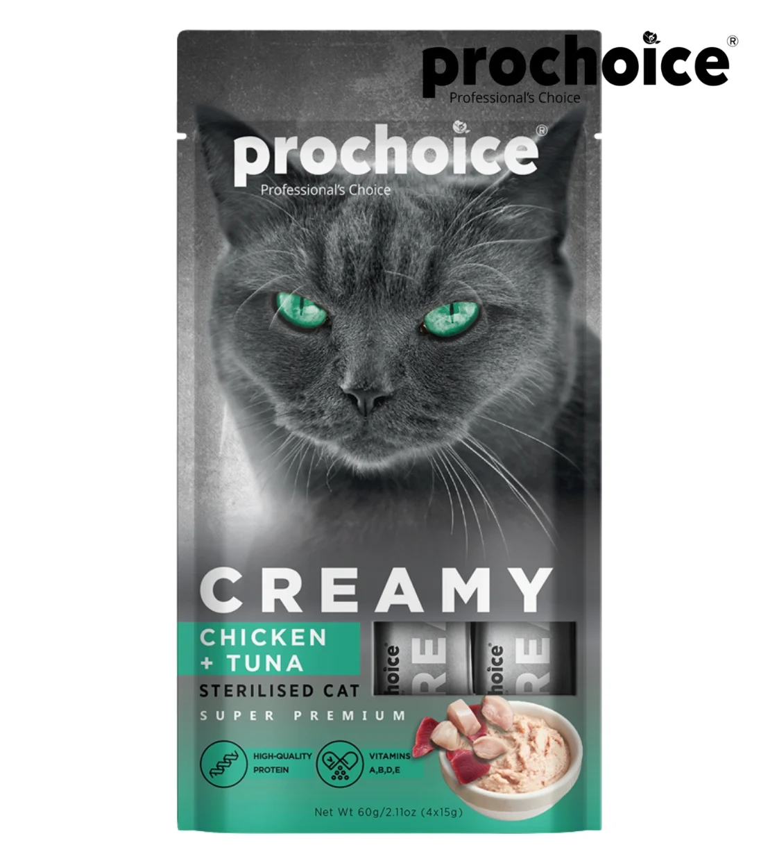 Prochoice Chicken and Tuna Creamy Sterilised Cat Treats 15gm x 4pcs
