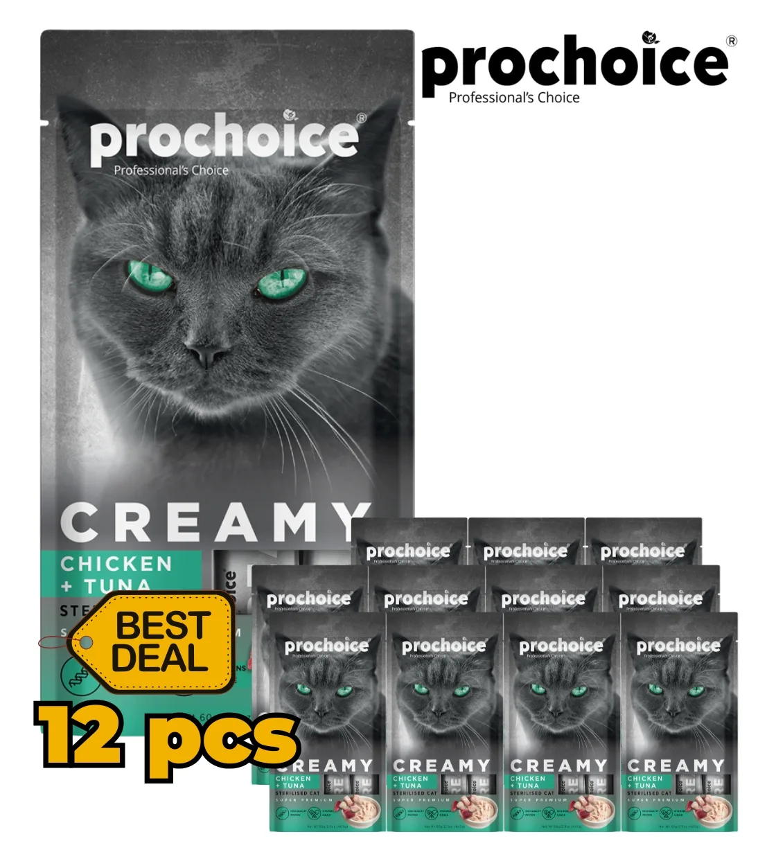 Prochoice Chicken and Tuna Creamy Sterilised Cat Treats 60gm x 12pcs