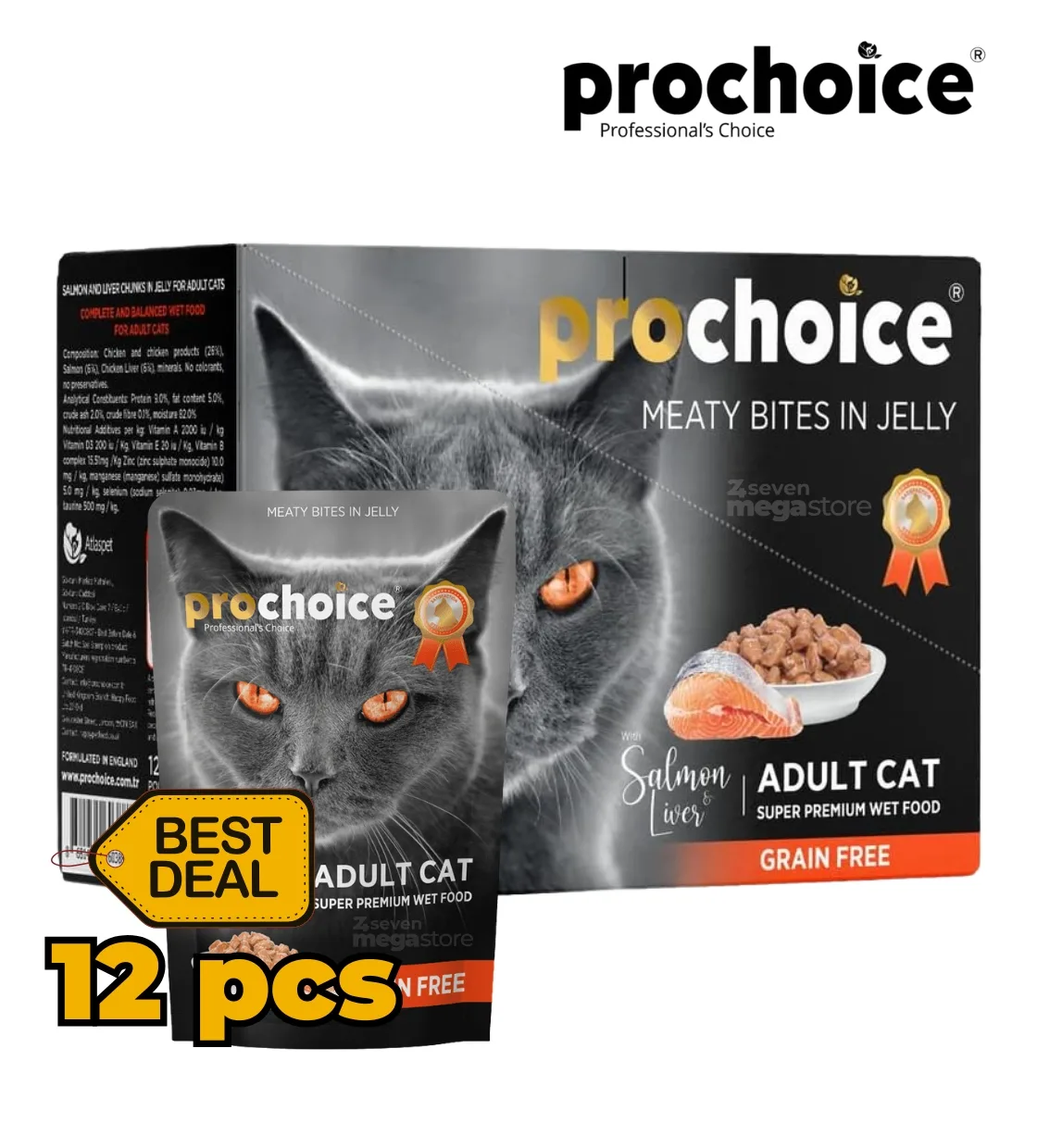 Prochoice Salmon and Liver Chunks Cat Wet Food 85gm x 12pcs