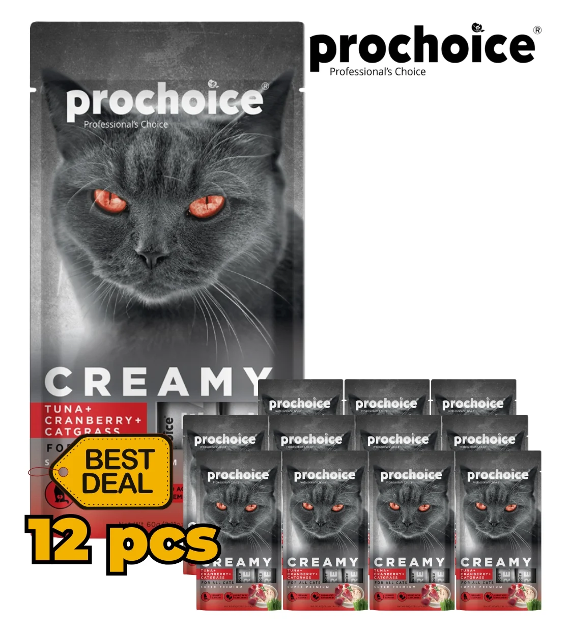 Prochoice Tuna, Cranberry and Catnip Creamy Cat Treats 60gm x 12pcs