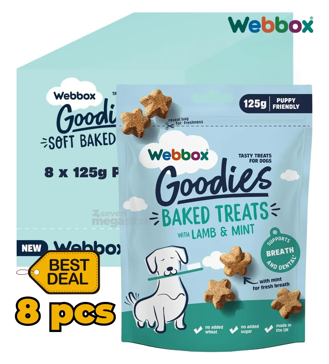 Webbox Goodies Lamb & Mint Baked Dog Treats 125gm x 8pcs