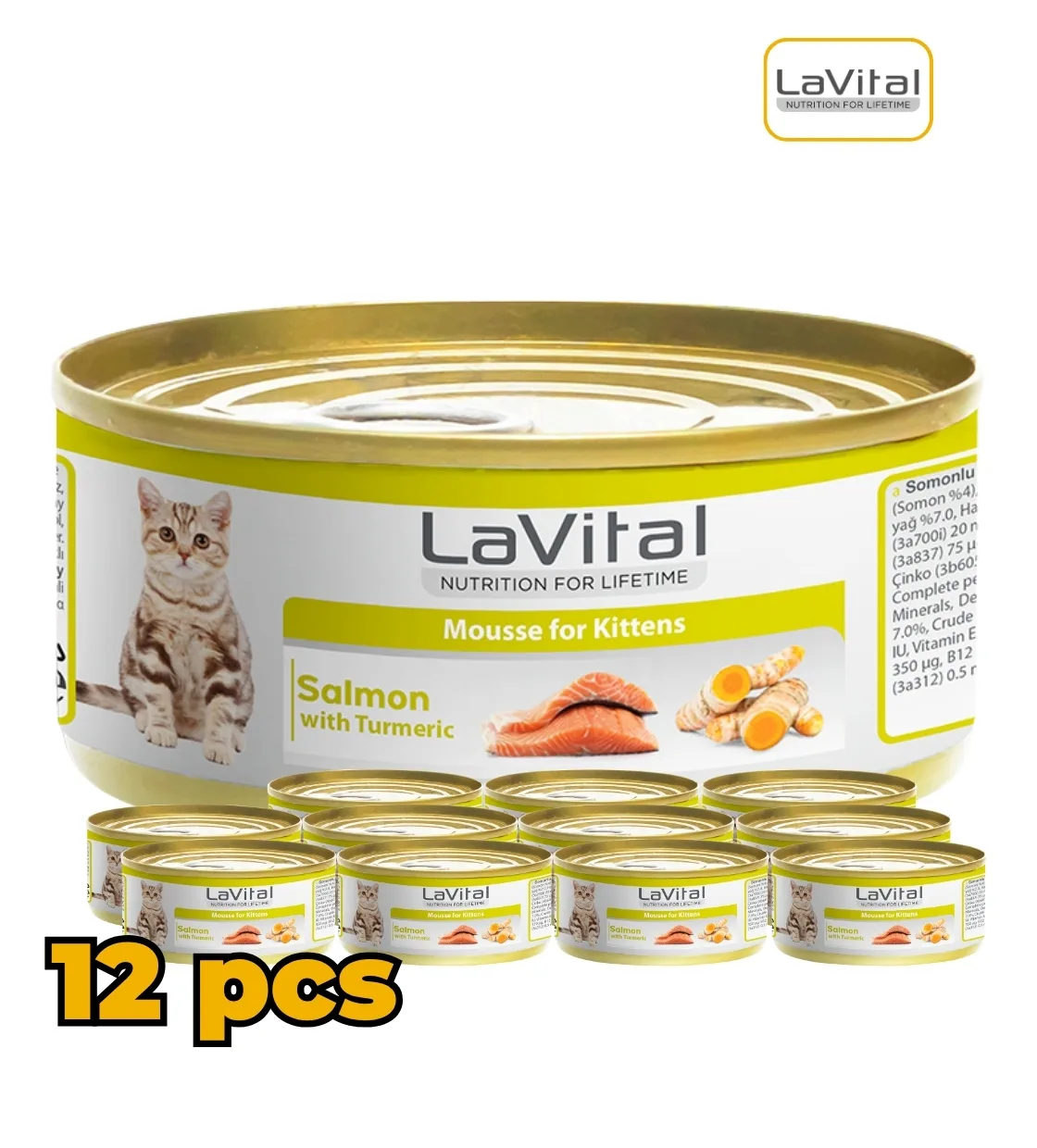 Lavital Salmon and Turmeric Kitten Mousse Wet Food 85gm x 12pcs
