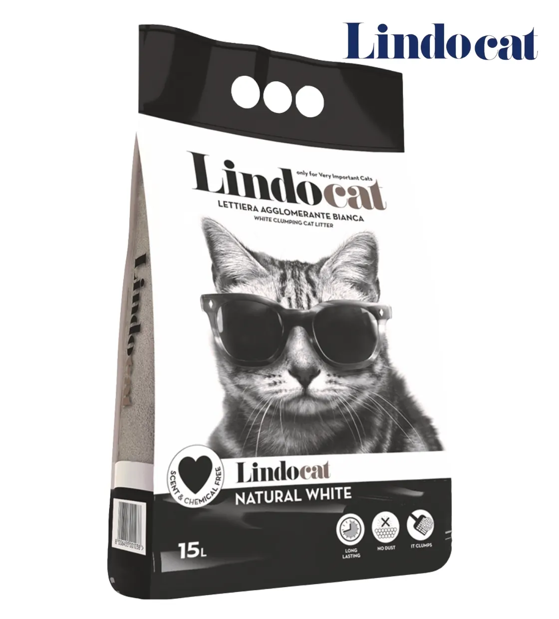 Lindocat Natural White  Unscented Clumping Cat Litter 15L