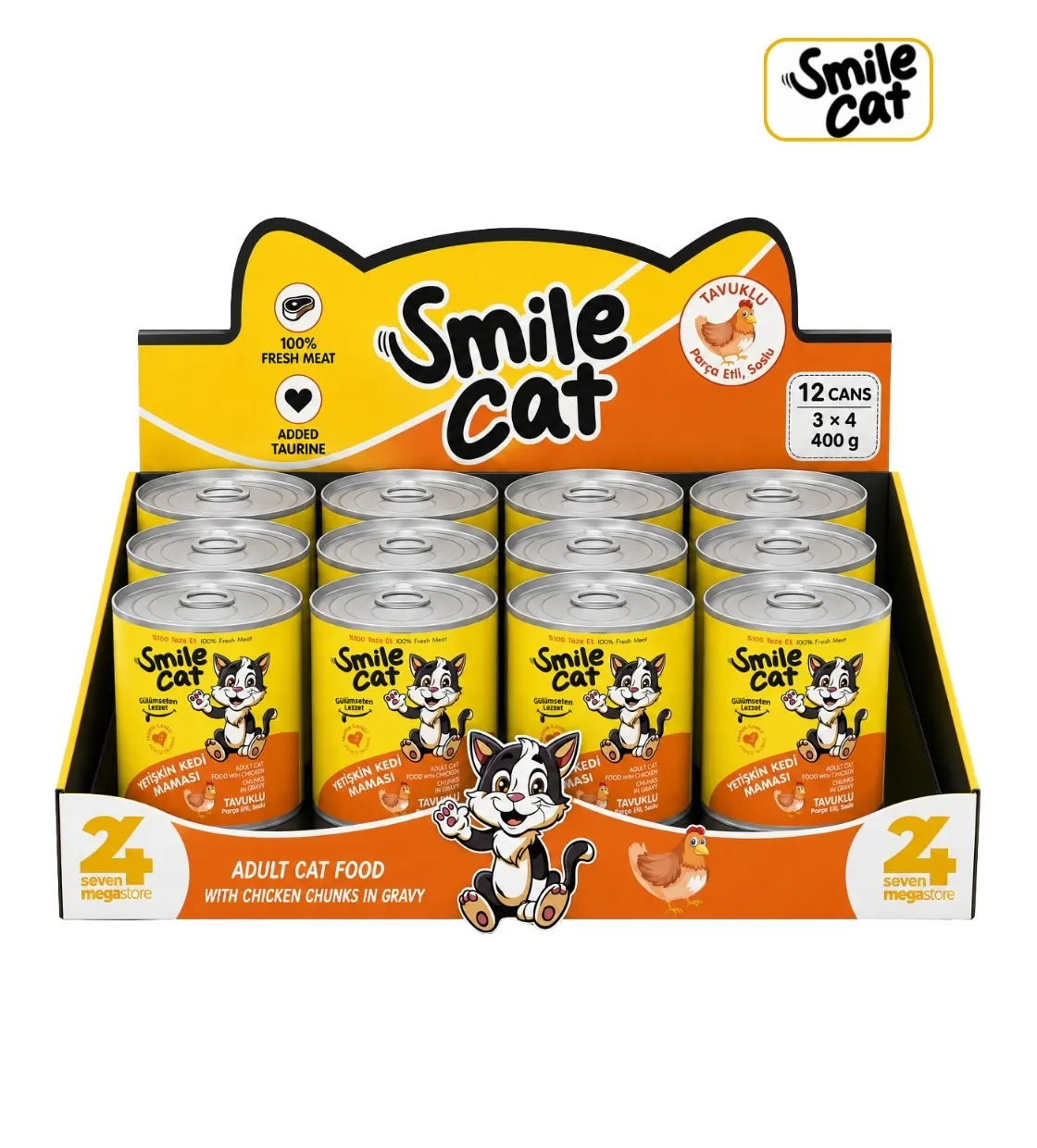 Smile Cat Chicken Chunks in Gravy Cat Wet Food 400gm x 12pcs