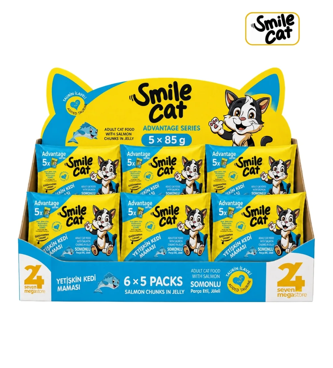 Smile Cat Salmon Chunks in Jelly Cat Wet Food 425gm x 6pcs