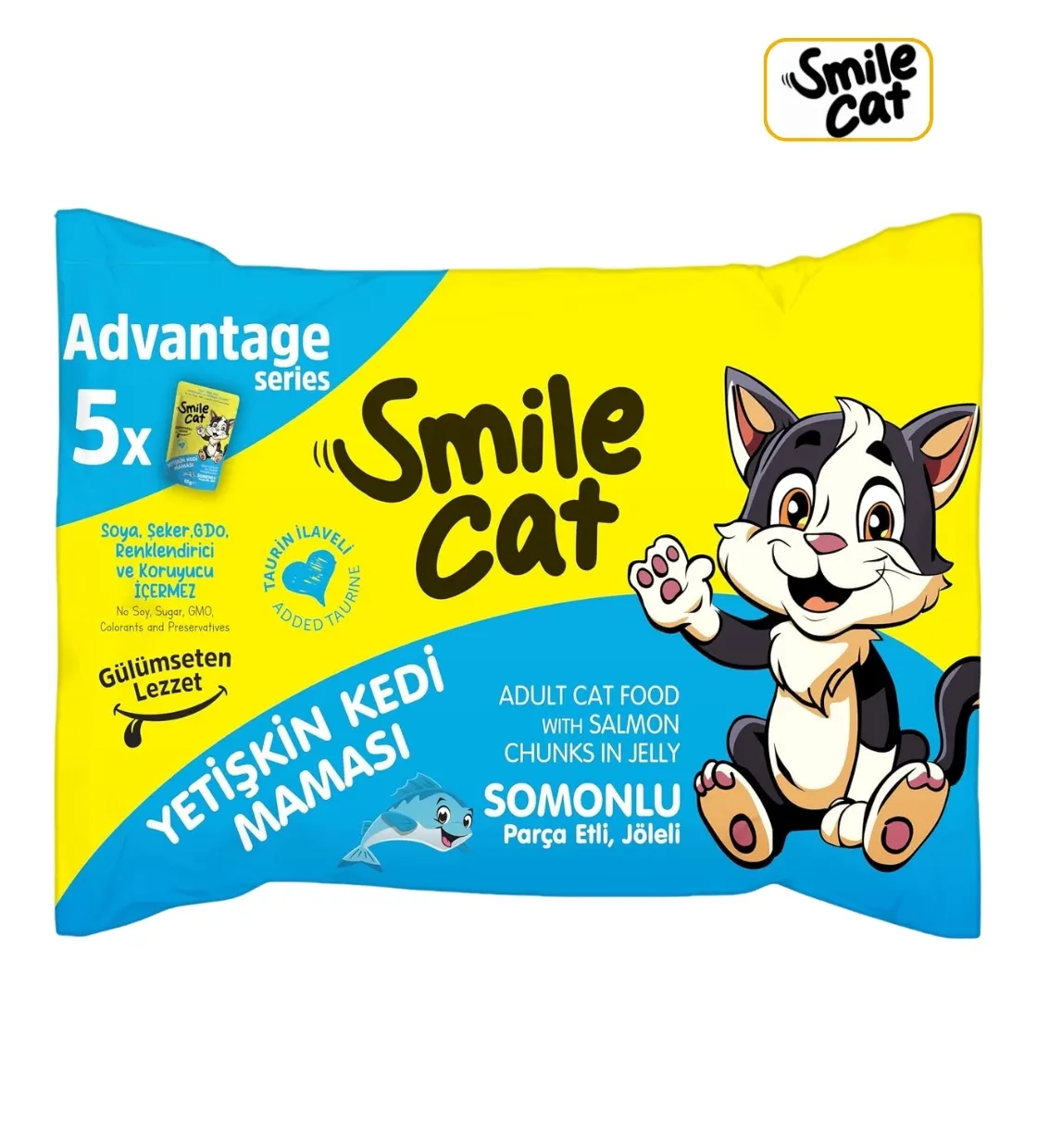 Smile Cat Salmon Chunks in Jelly Cat Wet Food 85gm x 5pcs