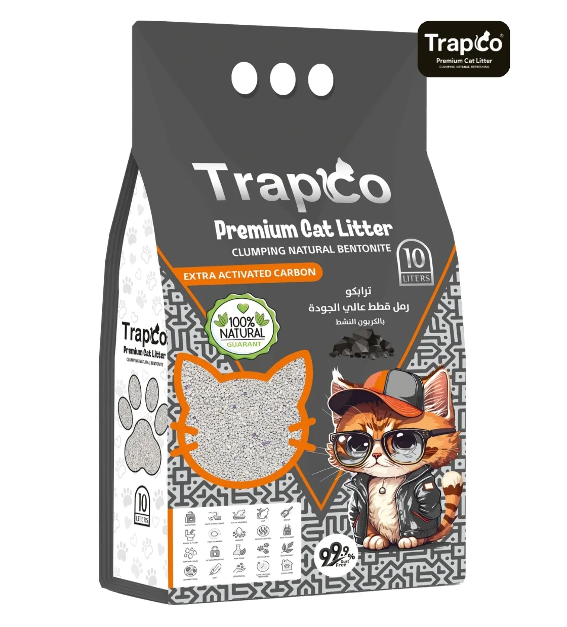 Trapco Carbon Active Clumping Cat Litter 10L