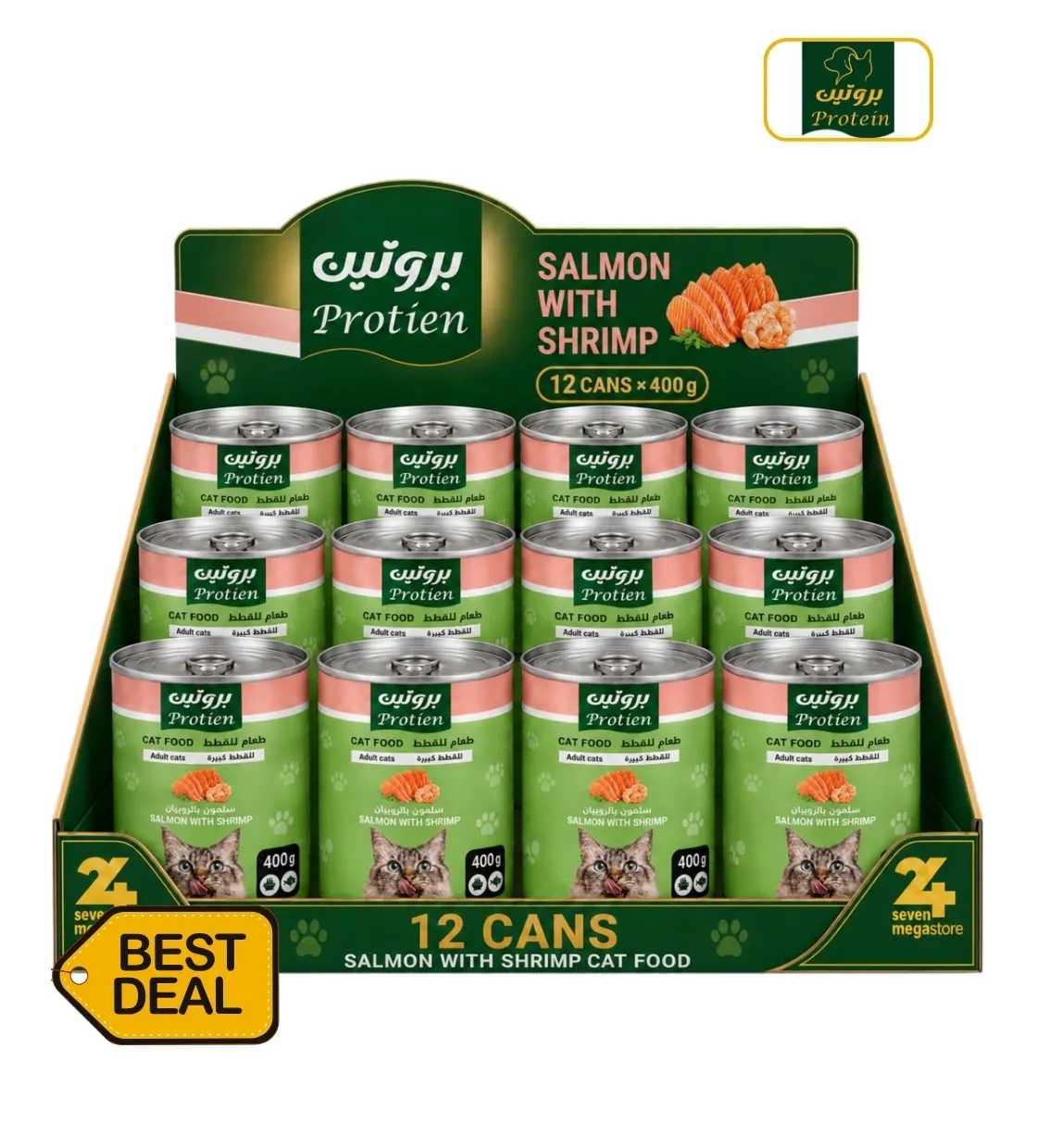 Protien Salmon and Shrimp Chunks Cat Wet Food 400 gm x 12 pcs