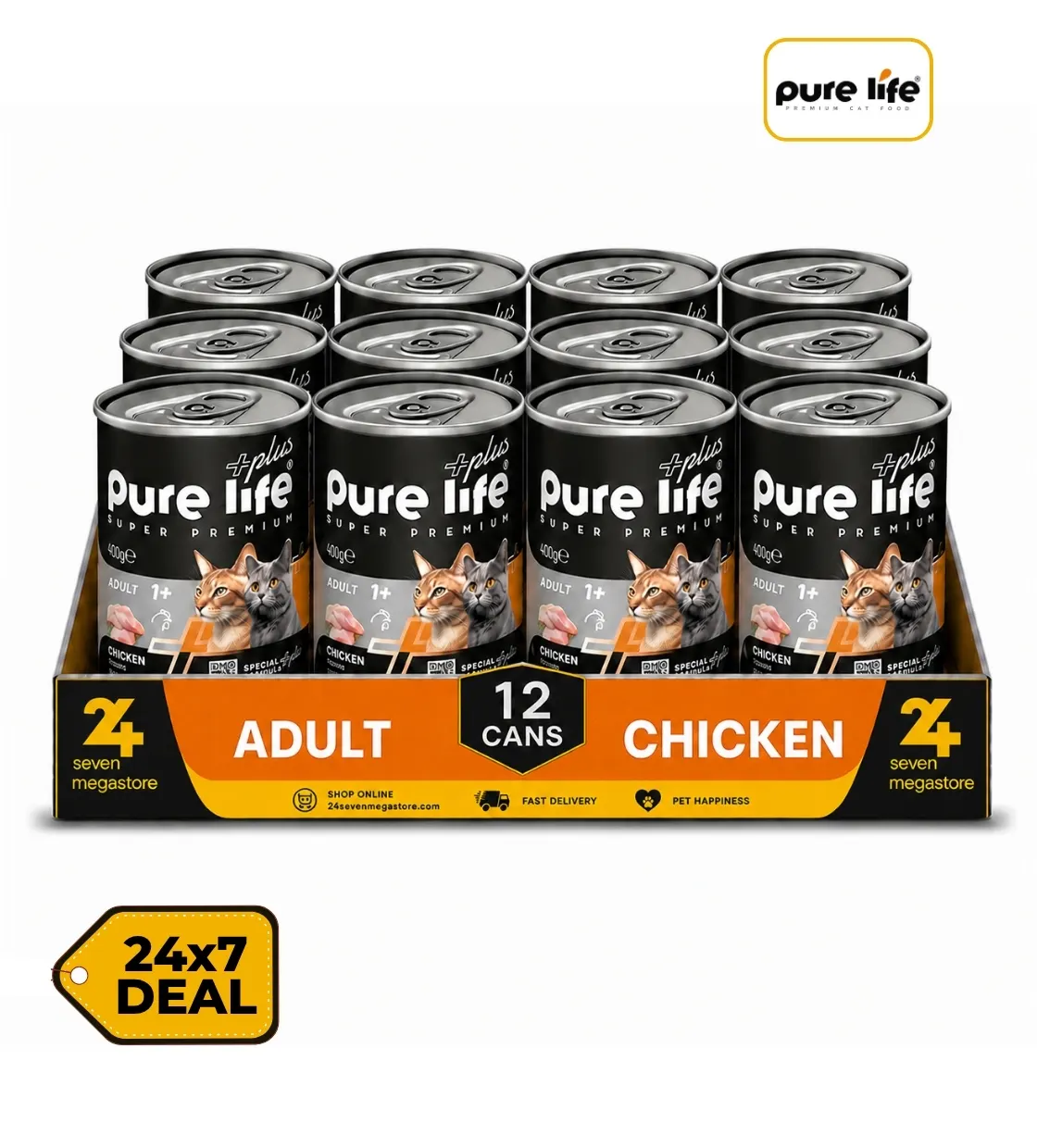 Pure Life Plus Chicken Chunks in Gravy Cat Wet Food 400gm x 12pcs
