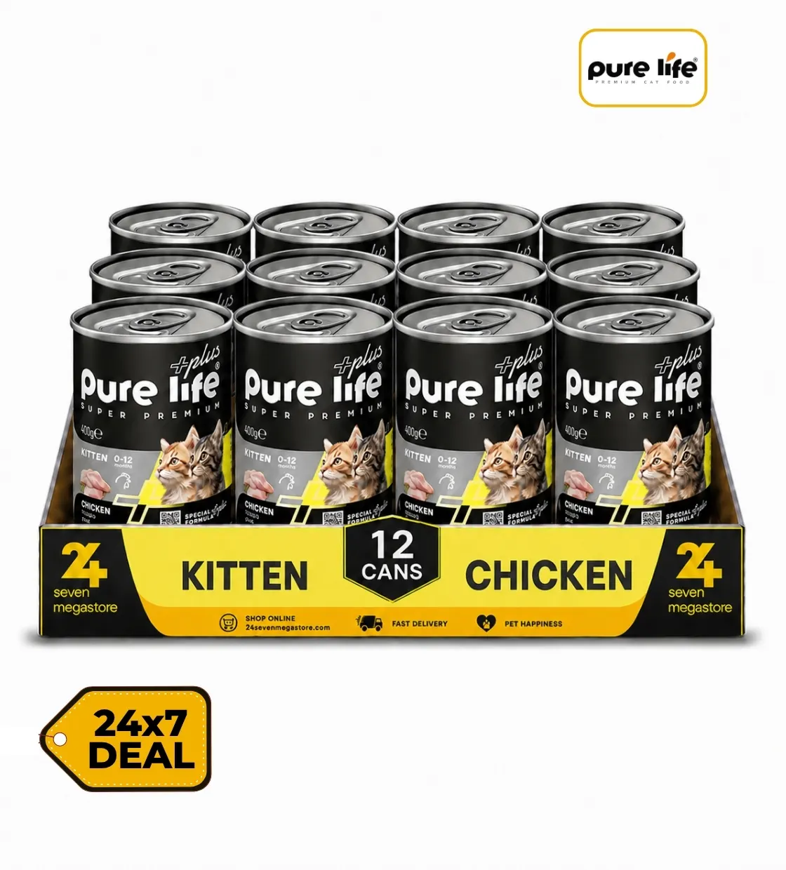 Pure Life Plus Chicken Chunks in Gravy Kitten Wet Food 400gm x 12pcs