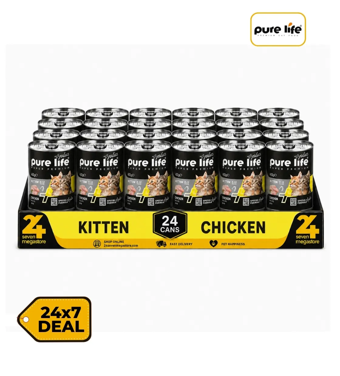 Pure Life Plus Chicken Chunks in Gravy Kitten Wet Food 400gm x 24pcs